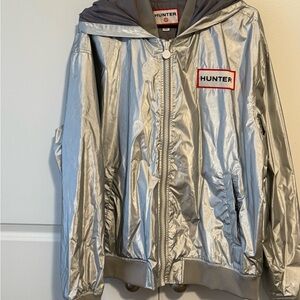 Hunter Shiny Silver Hooded Jacket